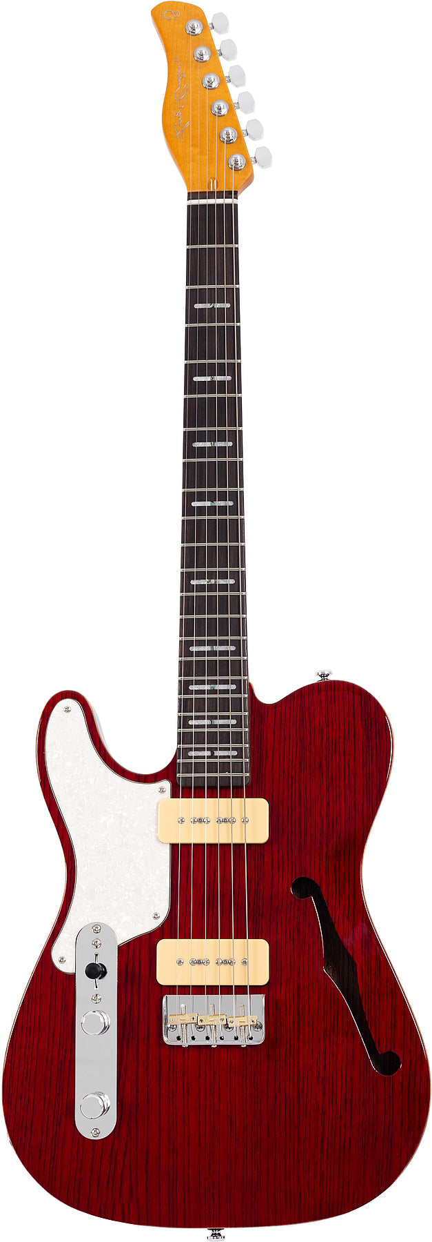 Sire 6 String LH Larry Carlton Signature Semi-Hollowbody Guitar – See-Thru Red
