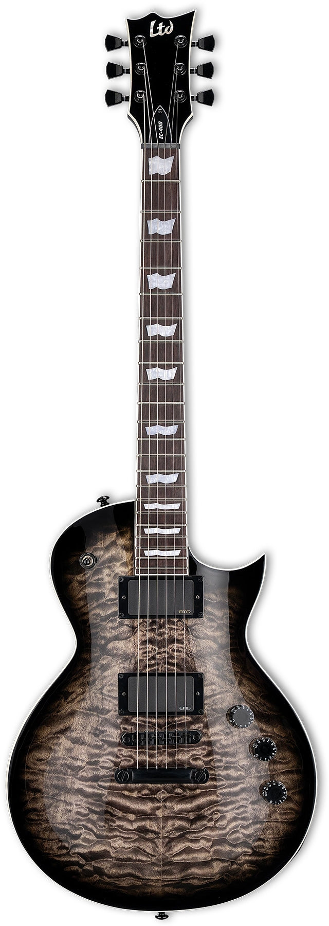 ESP Guitars LEC400QMSTBLKSB LTD EC-400QM 6 String RH Electric Guitar - See Thru Black Sunburst