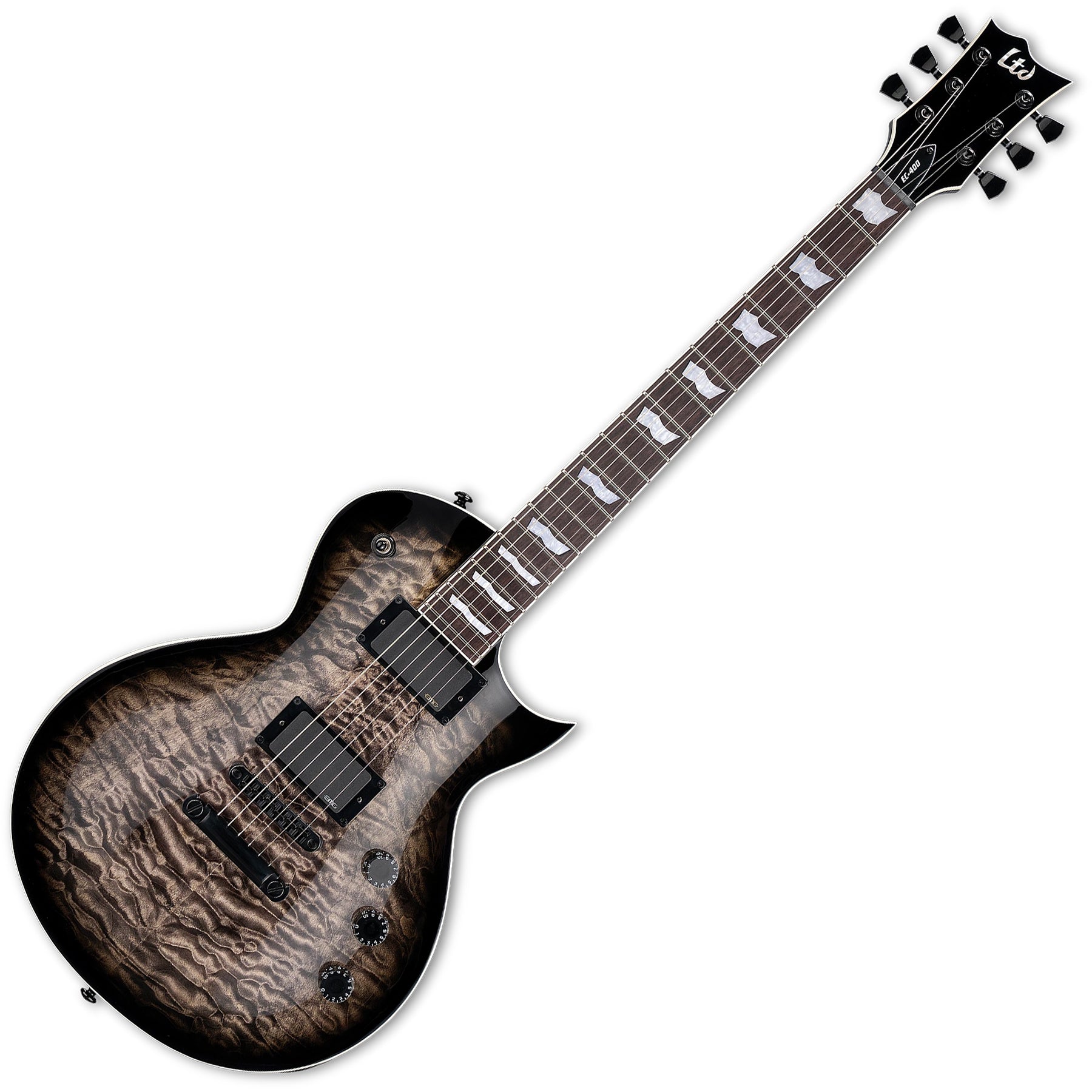 ESP Guitars LEC400QMSTBLKSB LTD EC-400QM 6 String RH Electric Guitar - See Thru Black Sunburst