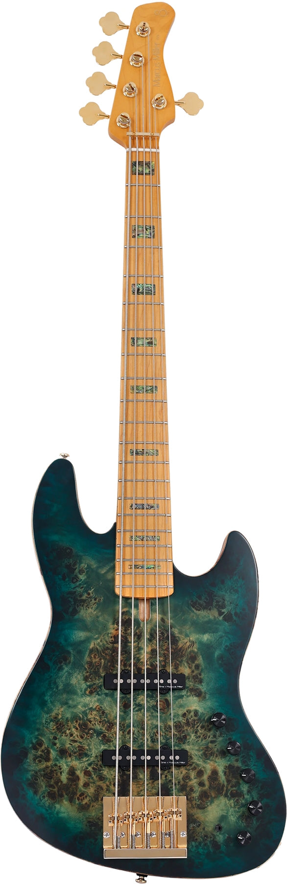 Sire 5 String RH Marcus Miller V Series Electric Bass with Gig Bag – Transparent Green Satin