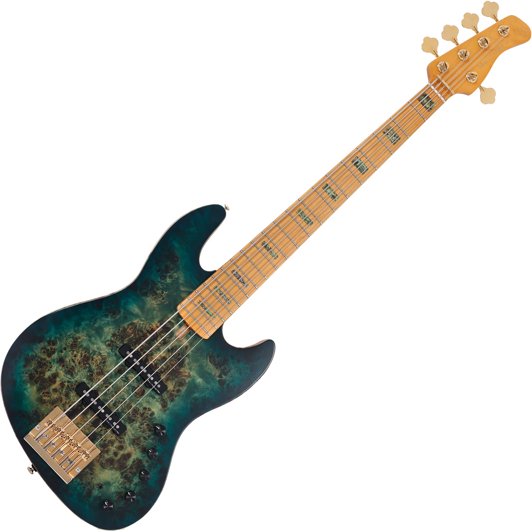 Sire 5 String RH Marcus Miller V Series Electric Bass with Gig Bag – Transparent Green Satin