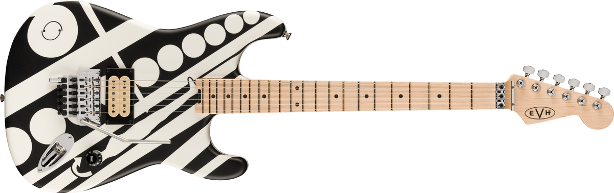 EVH® Striped Series Circles, Maple Fingerboard, White and Black