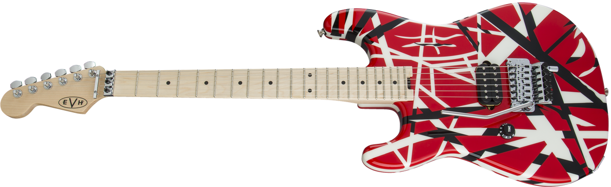 EVH Striped Series LH R/B/W, Maple Fingerboard, Red, Black and White Stripes