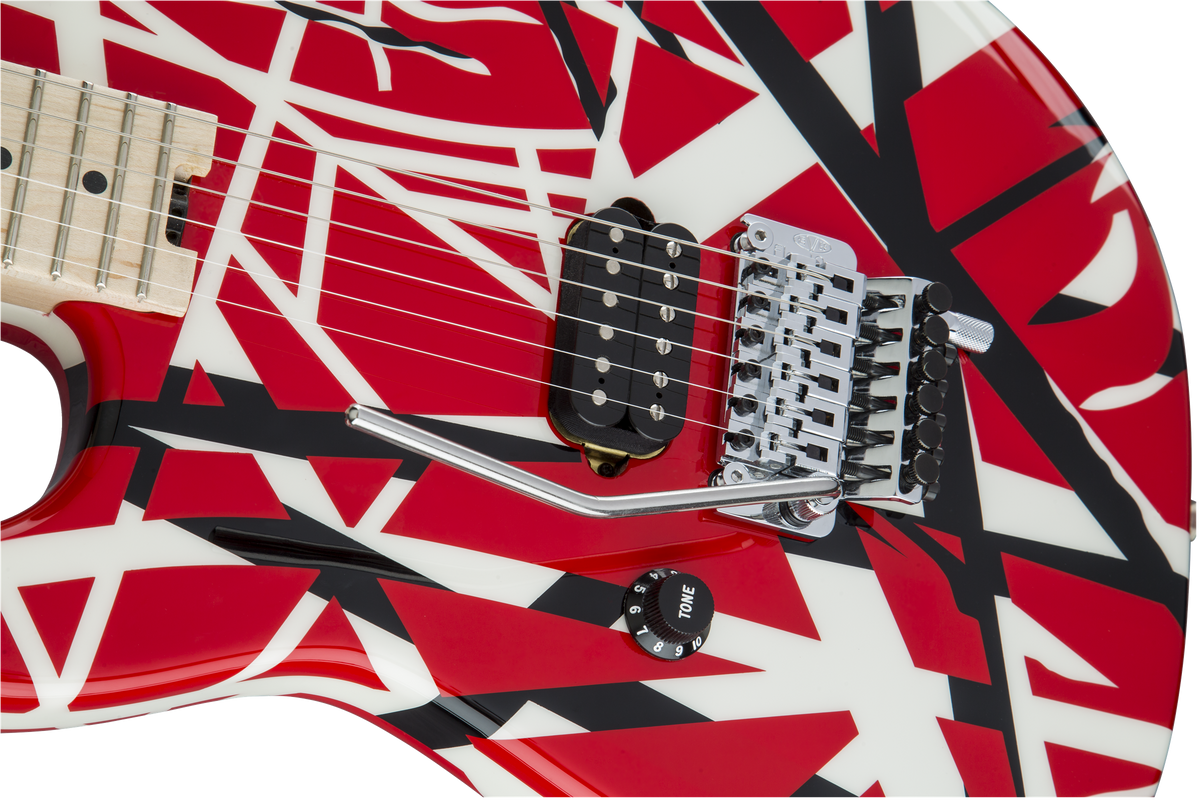 EVH Striped Series LH R/B/W, Maple Fingerboard, Red, Black and White Stripes