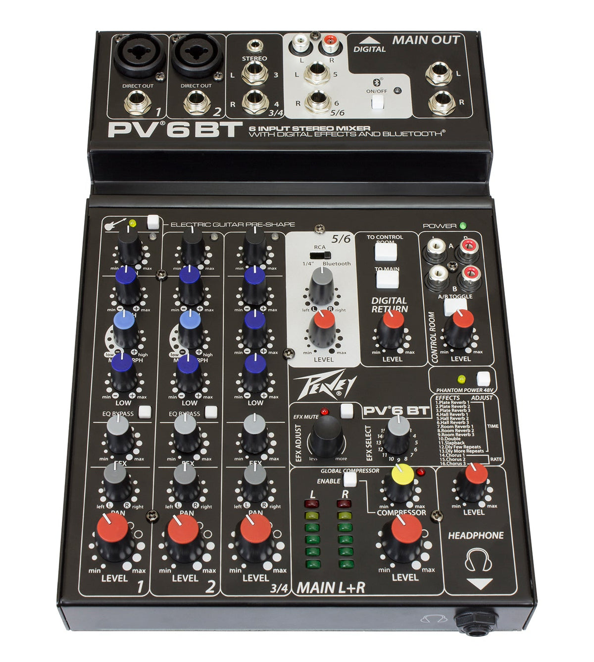 Peavey PV® 6 BT 6 Channel Compact Mixer with Bluetooth
