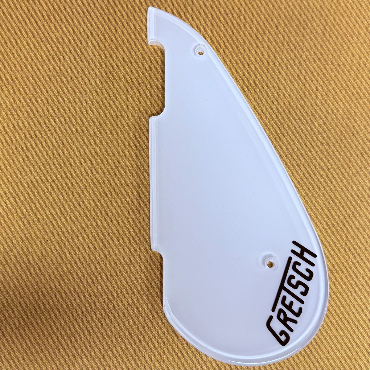 Gretsch Pickguard, G6128T-59VS, Cut For TV Jones® T-Armond™ Pickups, Vintage Thickness, White with Black Logo