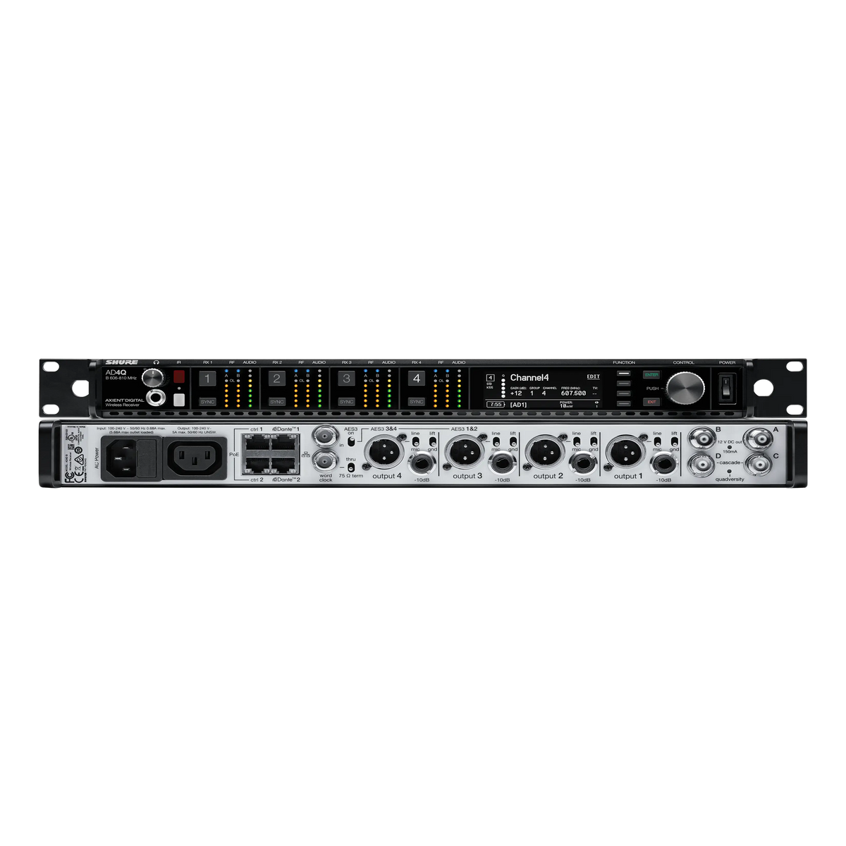 Shure AD4QUS-A - Quad Axient Digital Receiver with Accessories - product view 1