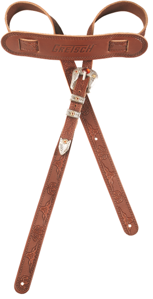 Gretsch® Vintage Tooled Leather Guitar Strap, Walnut
