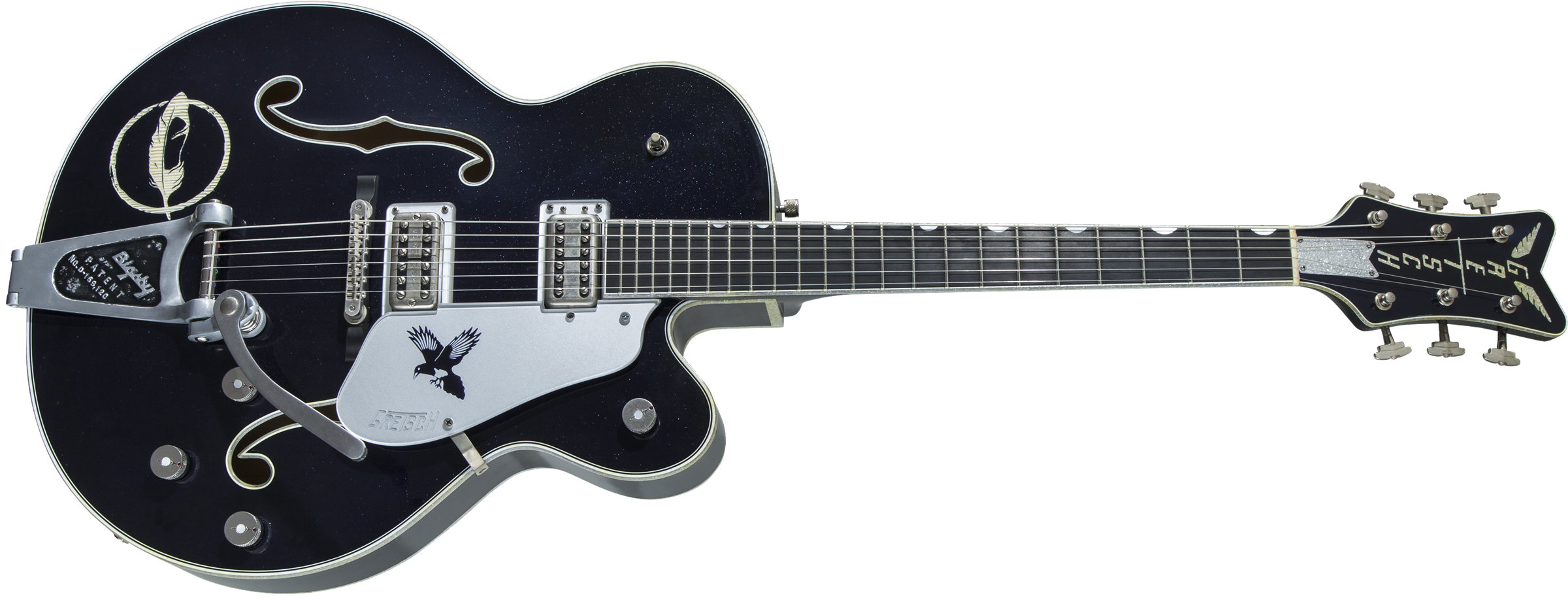 Gretsch G6136T-CSTRR Custom Shop Rich Robinson "Magpie" with Bigsby®, Ebony Fingerboard, Raven's Breast Blue Relic