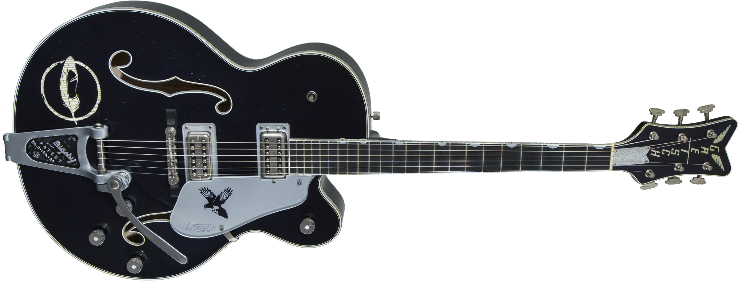 Gretsch G6136T-CSTRR Custom Shop Rich Robinson "Magpie" with Bigsby®, Ebony Fingerboard, Raven's Breast Blue Relic