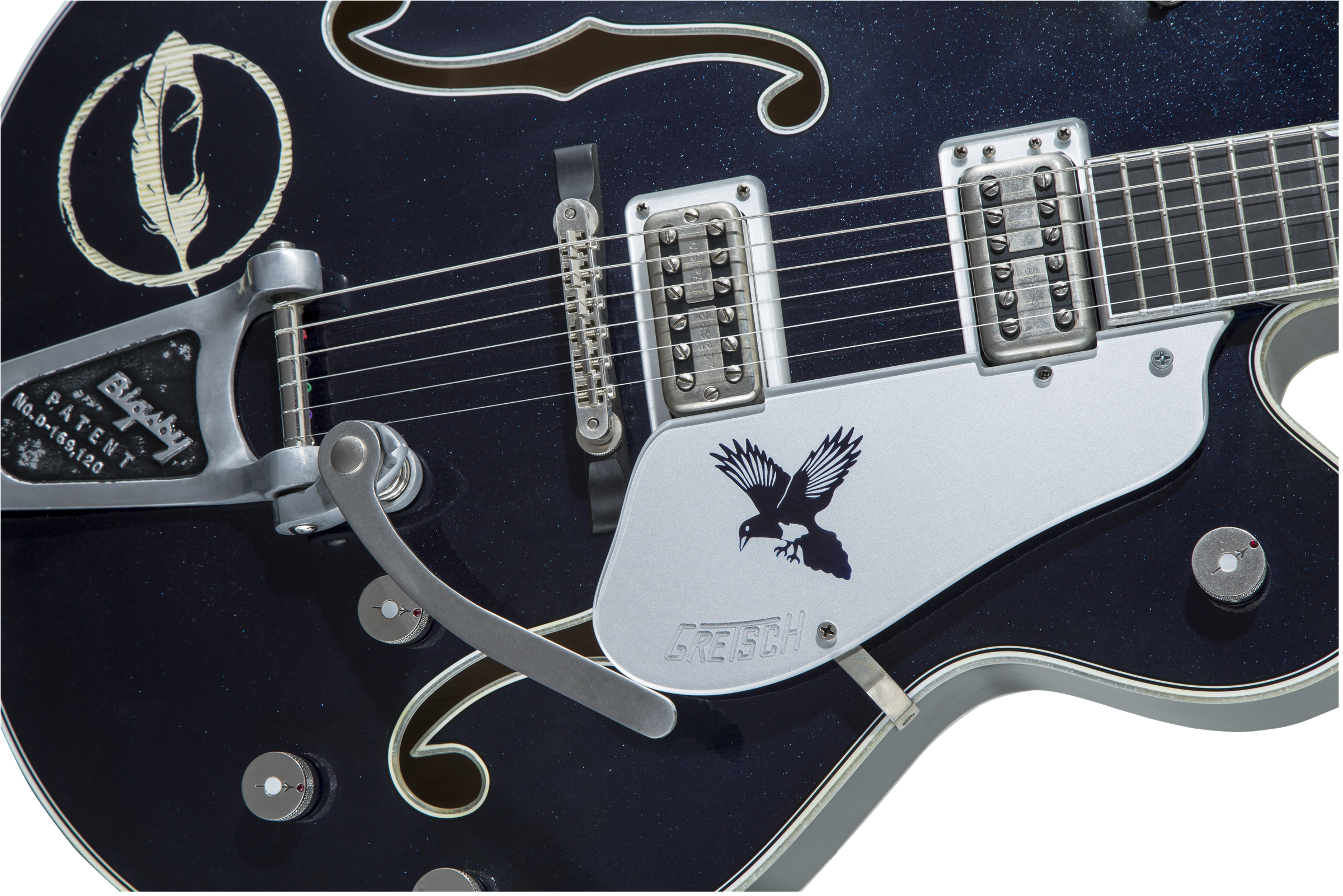 Gretsch G6136T-CSTRR Custom Shop Rich Robinson "Magpie" with Bigsby®, Ebony Fingerboard, Raven's Breast Blue Relic