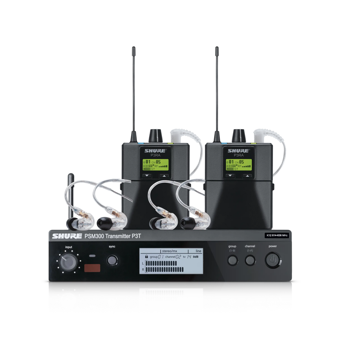 Shure P3TRA215TWP-H20 - PSM300 Dual Monitor System with 2 P3RA & 2 SE215-CL - product view 1