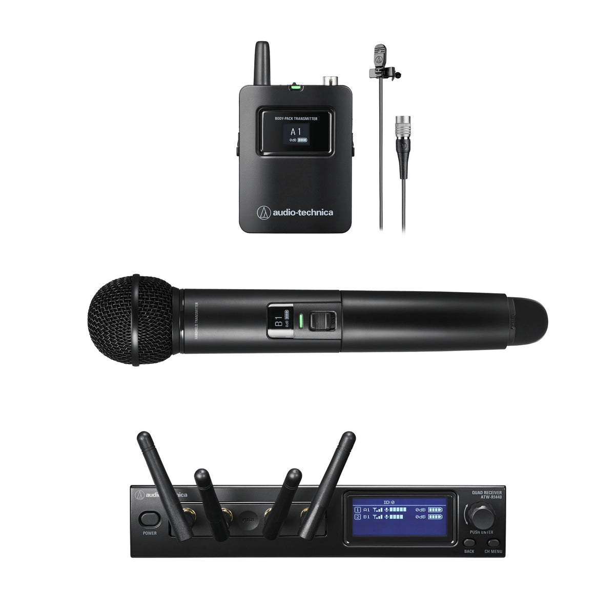 Audio-Technica ATW-1423/L System 20 Dual Combo System w/ MT830cW Lav Mic
