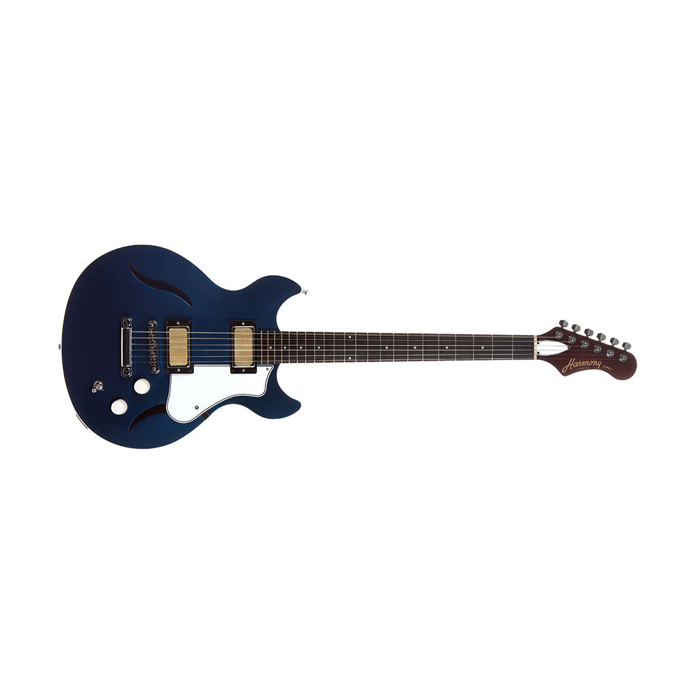 Harmony Comet Electric Guitar with Case - Midnight Blue - front view