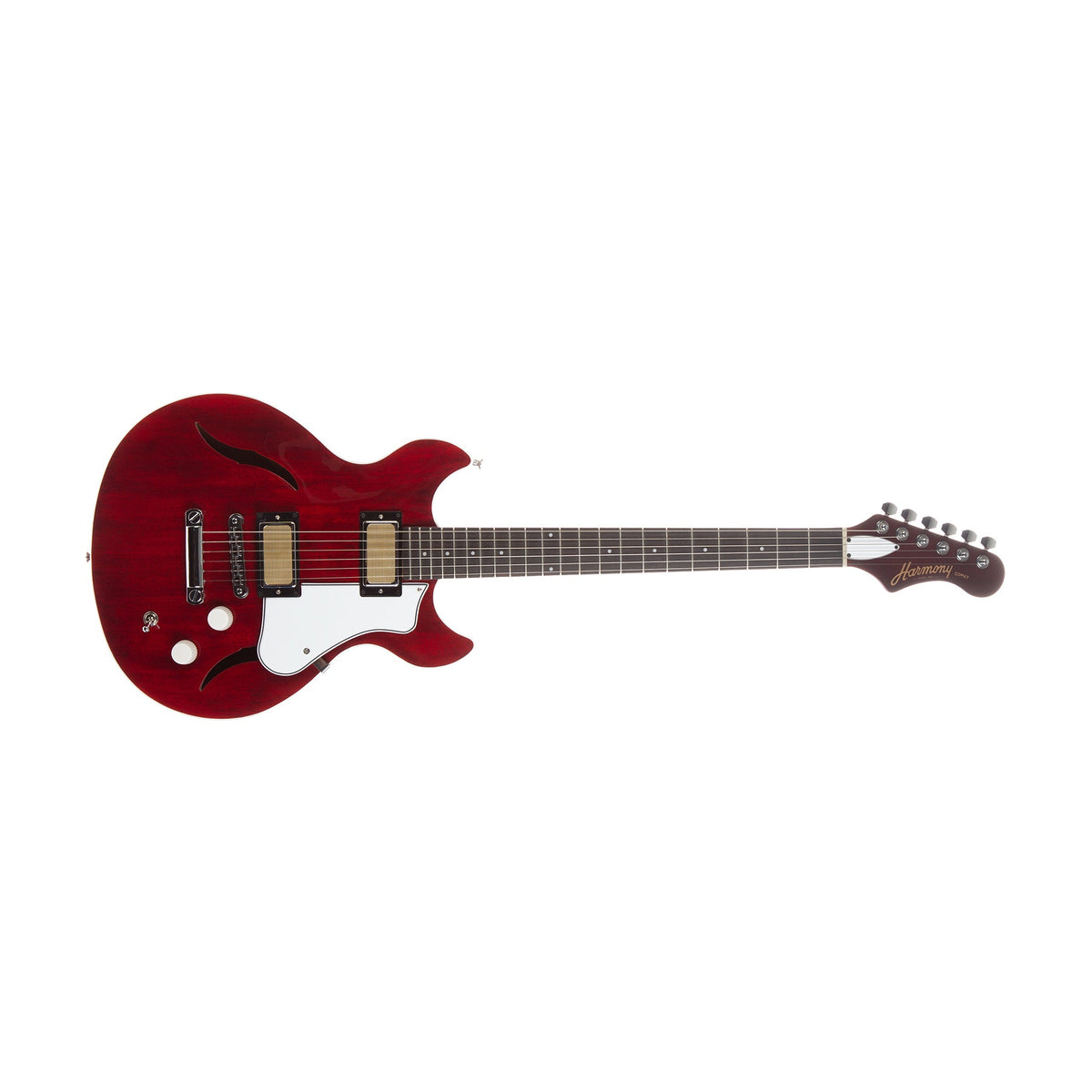 Harmony Comet Electric Guitar with Case - Transparent Red - front view