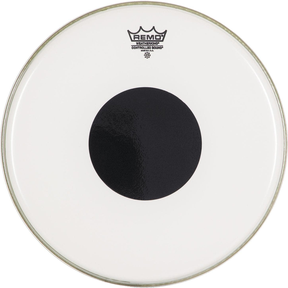 Remo Special Order, Batter, CONTROLLED SOUND, Clear, 15" , BLACK DOT On Top — CS-0315-10