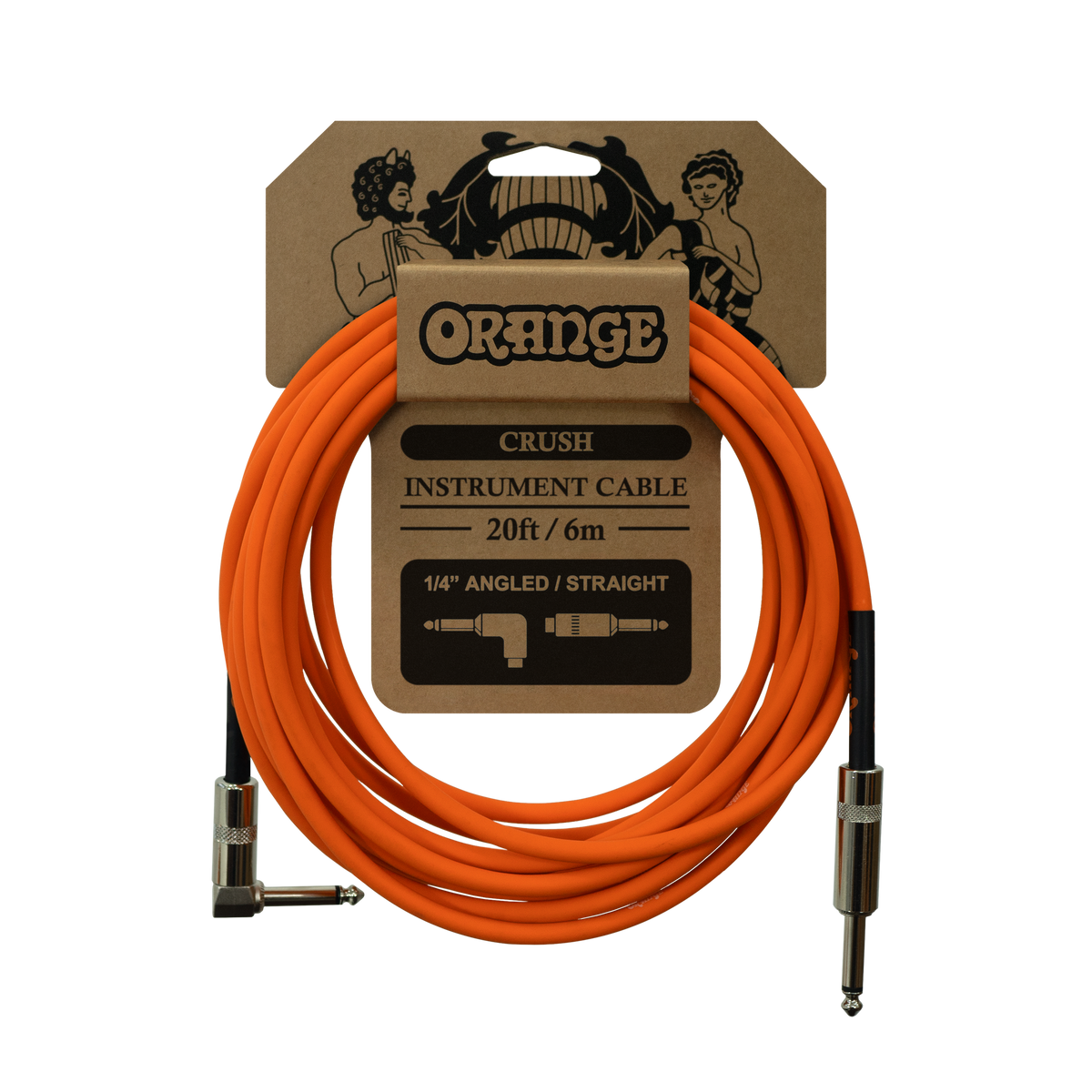 Orange Crush 20' instrument cable angled to straight