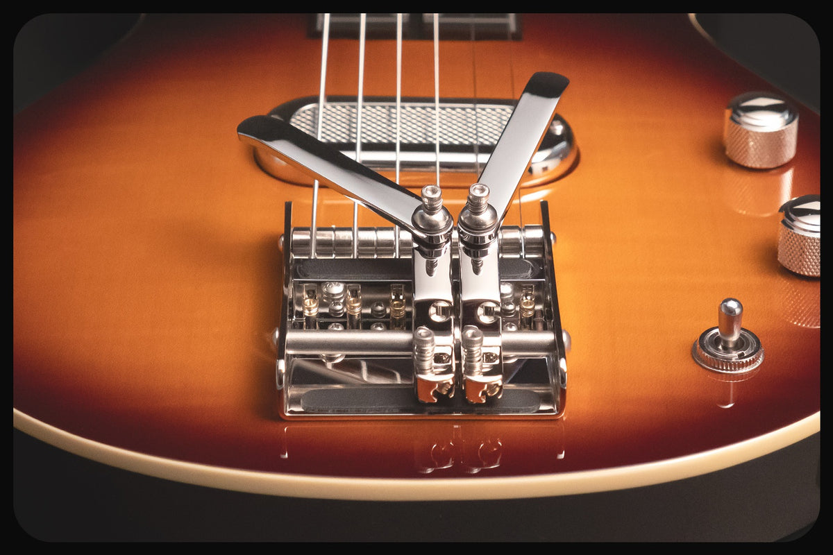 Duesenberg Kalico Lap Steel Guitar - Tobacco Burst – Multibender bridge detail