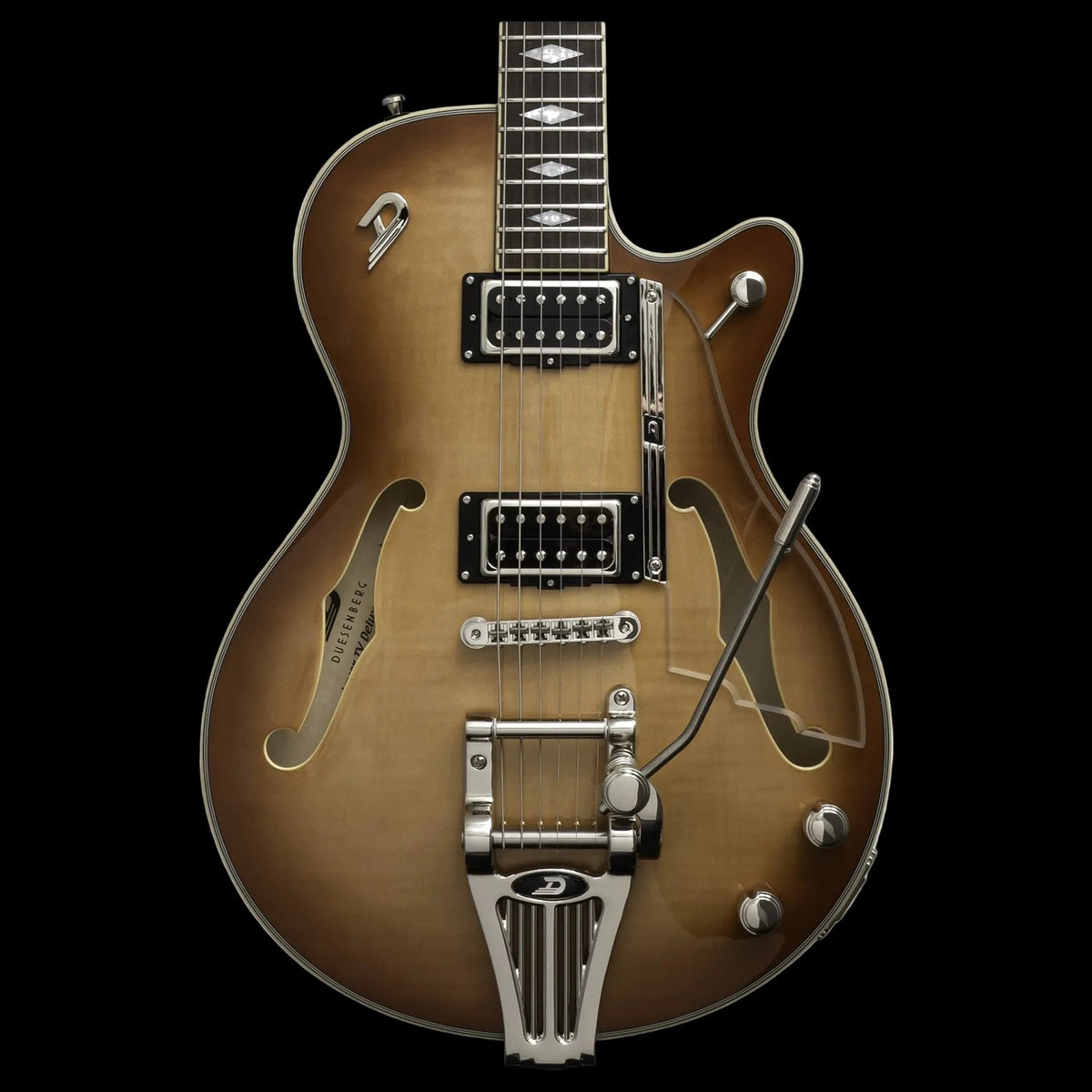 Duesenberg Starplayer TV Deluxe Electric Guitar - Light Antique Burst – body and pickups detail