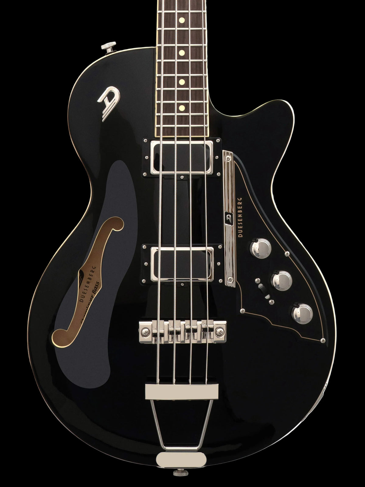 Duesenberg Starplayer Short-Scale Bass - Deep Black – body and pickups detail