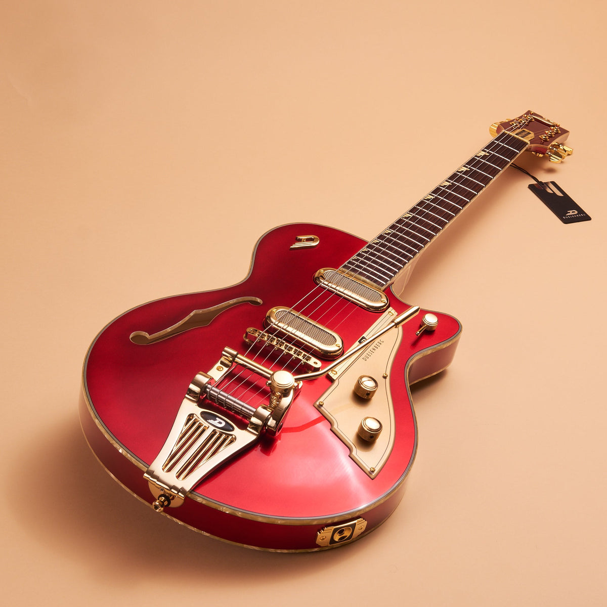 Duesenberg Starplayer TV Phonic Electric Guitar - Balboa Pearl Red – angled front view