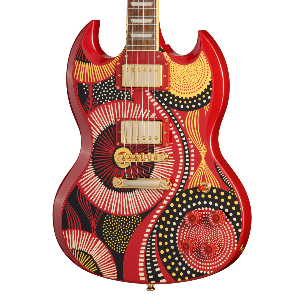 Epiphone Fatoumata Diawara SG, Ember Red with Malian Graphic — additional view