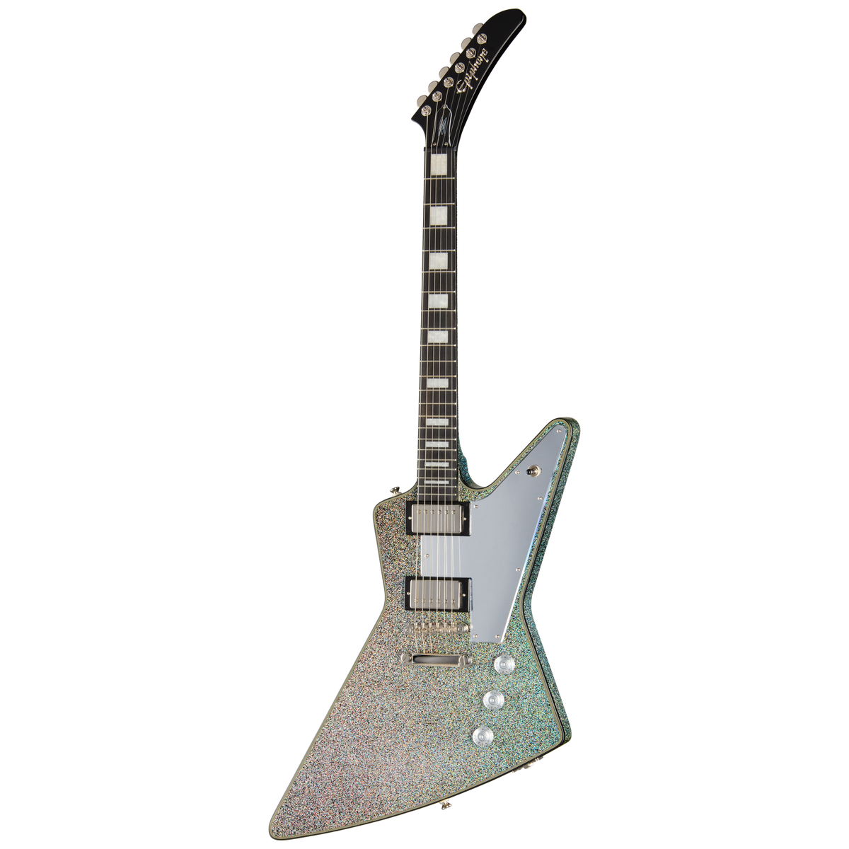 Epiphone Lzzy Hale Explorer Custom, Black Diamond Holographic Sparkle — product view