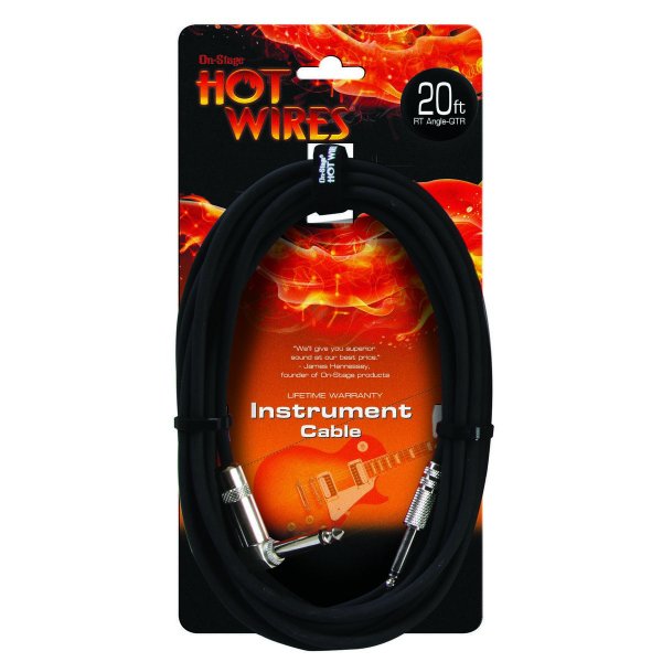On-Stage IC-20R - Instrument Cable (QTR Right Angle-QTR, 20')