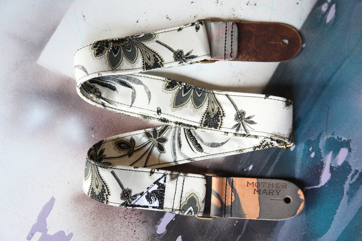 Mother Mary Company - White Paisley Guitar Strap