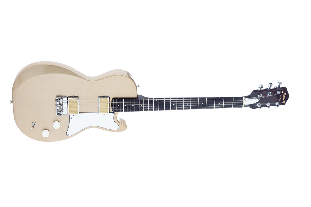 Harmony Jupiter Electric Guitar with Case - Champagne - angled view