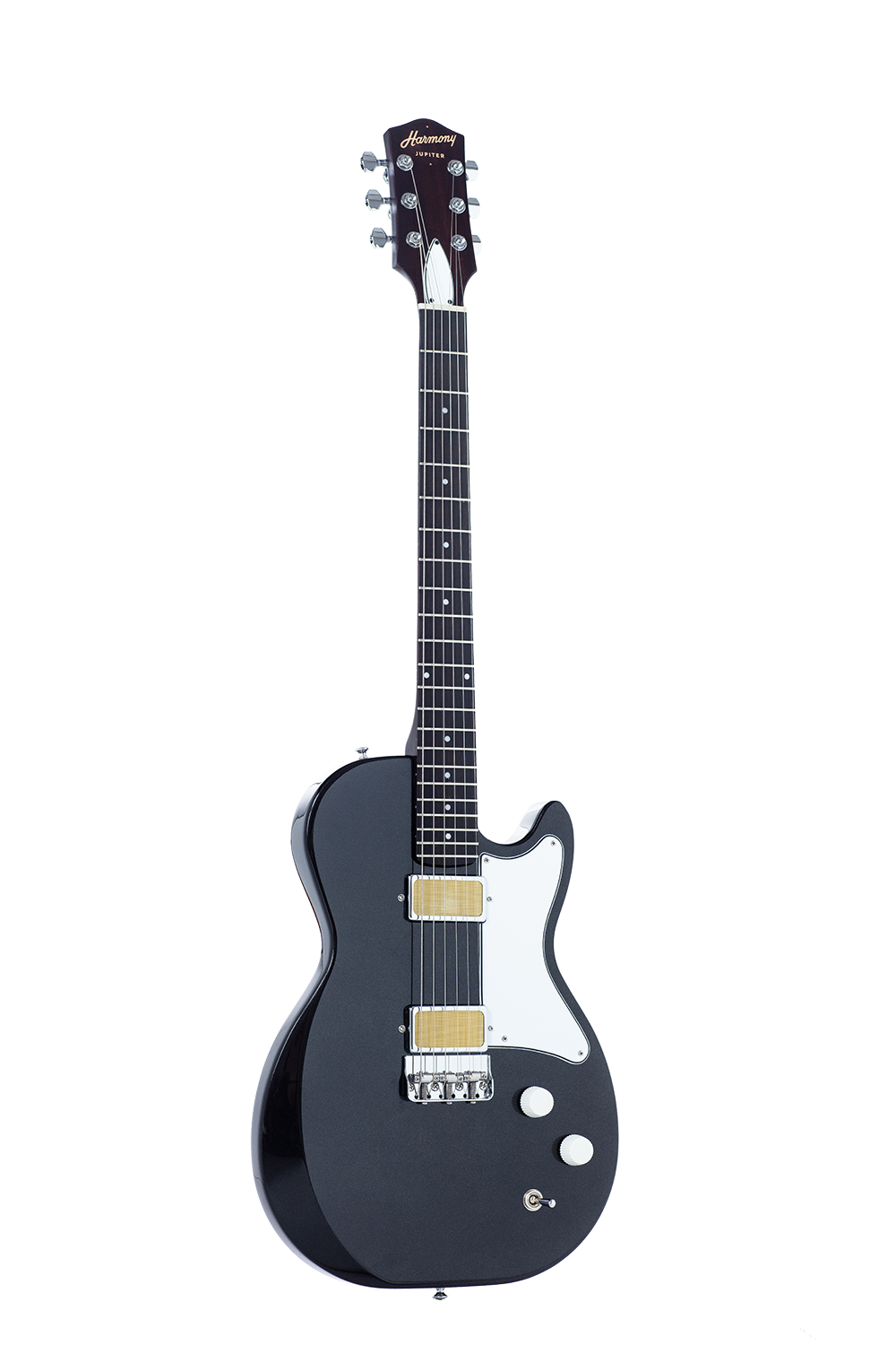 Harmony Jupiter Electric Guitar with Case - Space Black - angled view