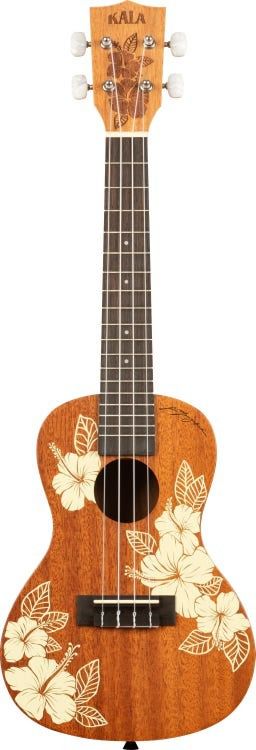 KALA - Hawaiian Hibiscus Concert Mahogany Ukulele With Bag