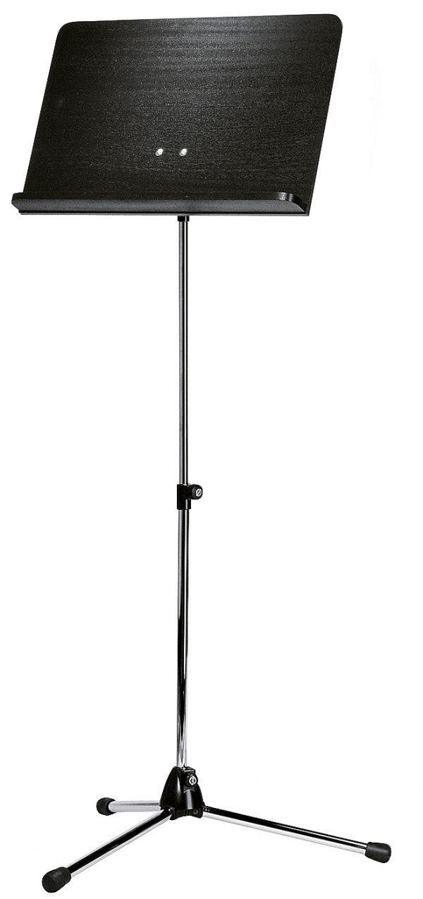 K&M 118/1-CHROME-BLACK-W — Orchestra Music Stand w/Black Wooden Desk H:1255mm - Chrome — product view