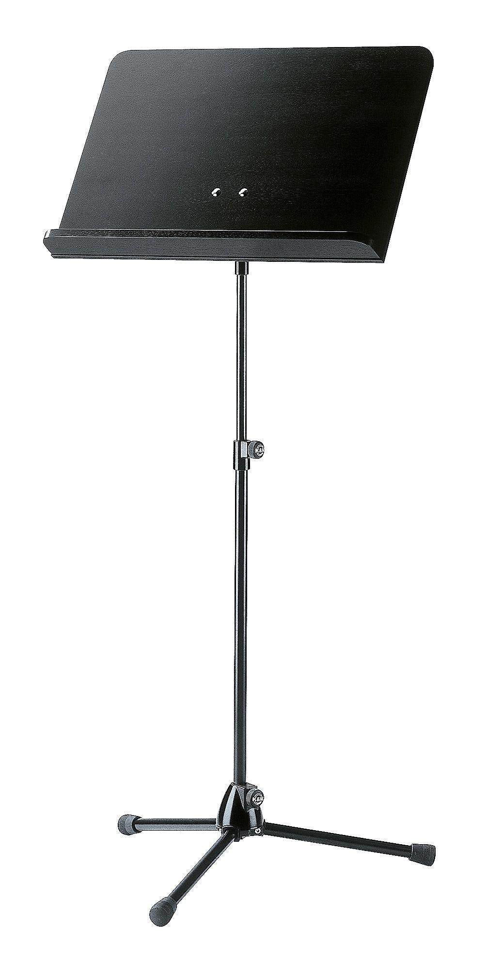 K&M 118/1-BLACK-BLACK-W — Orchestra Music Stand w/Black Wooden Desk - H:1255mm - Black — product view