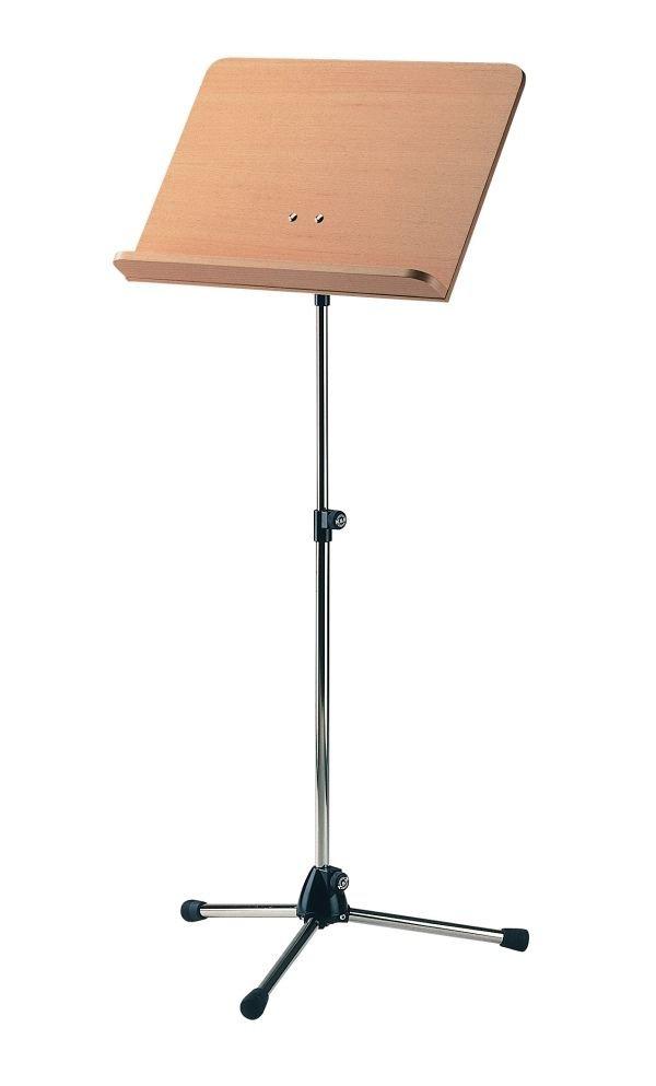 K&M 118/1-CHROME-BEECH — Orchestra Music Stand w/Beech Wooden Desk H:1255mm - Chrome — product view
