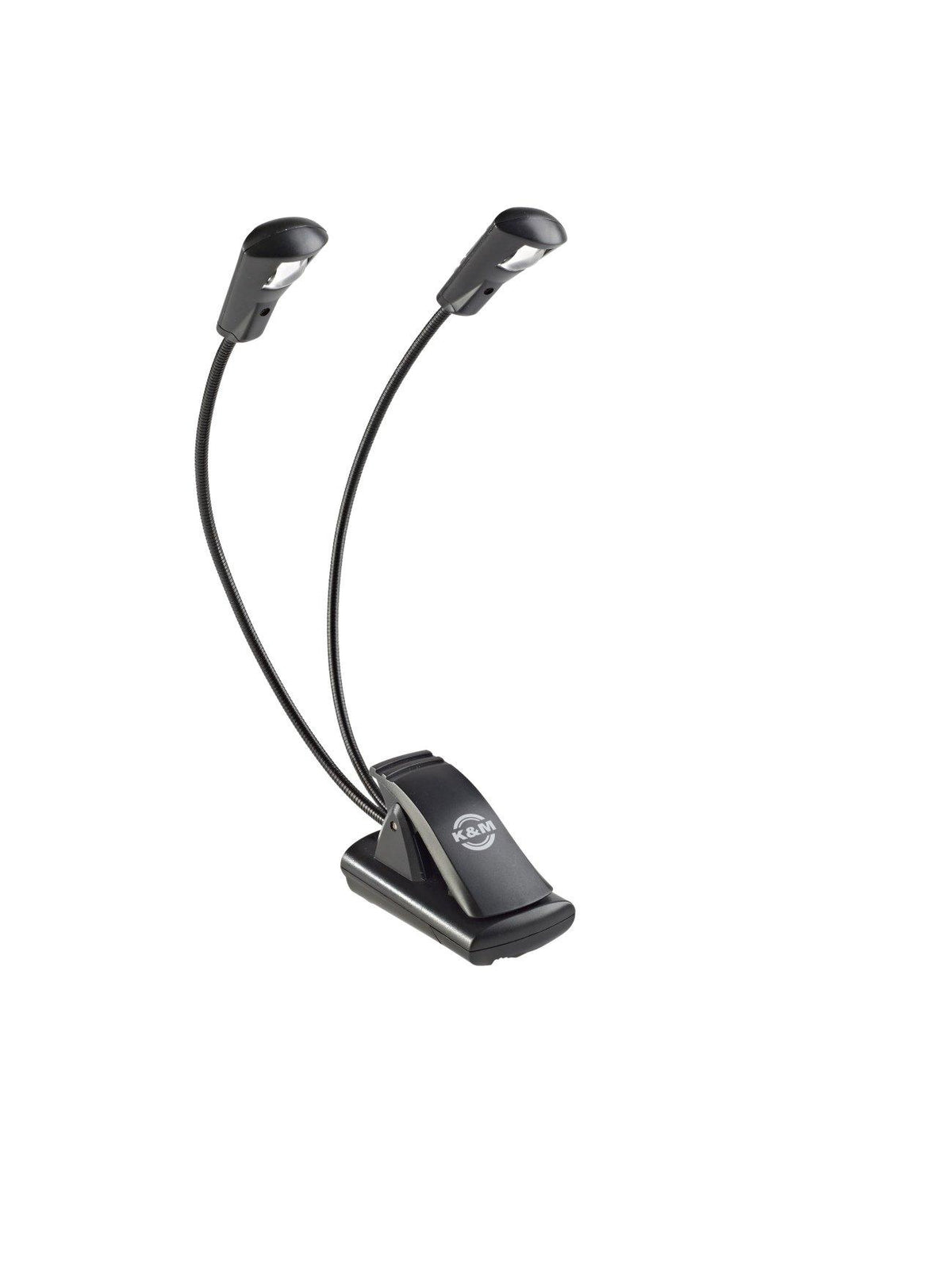K&M 12243-BLACK — FlexLight Gooseneck Music Lamp with Dual 1-LED Heads - Black — product view