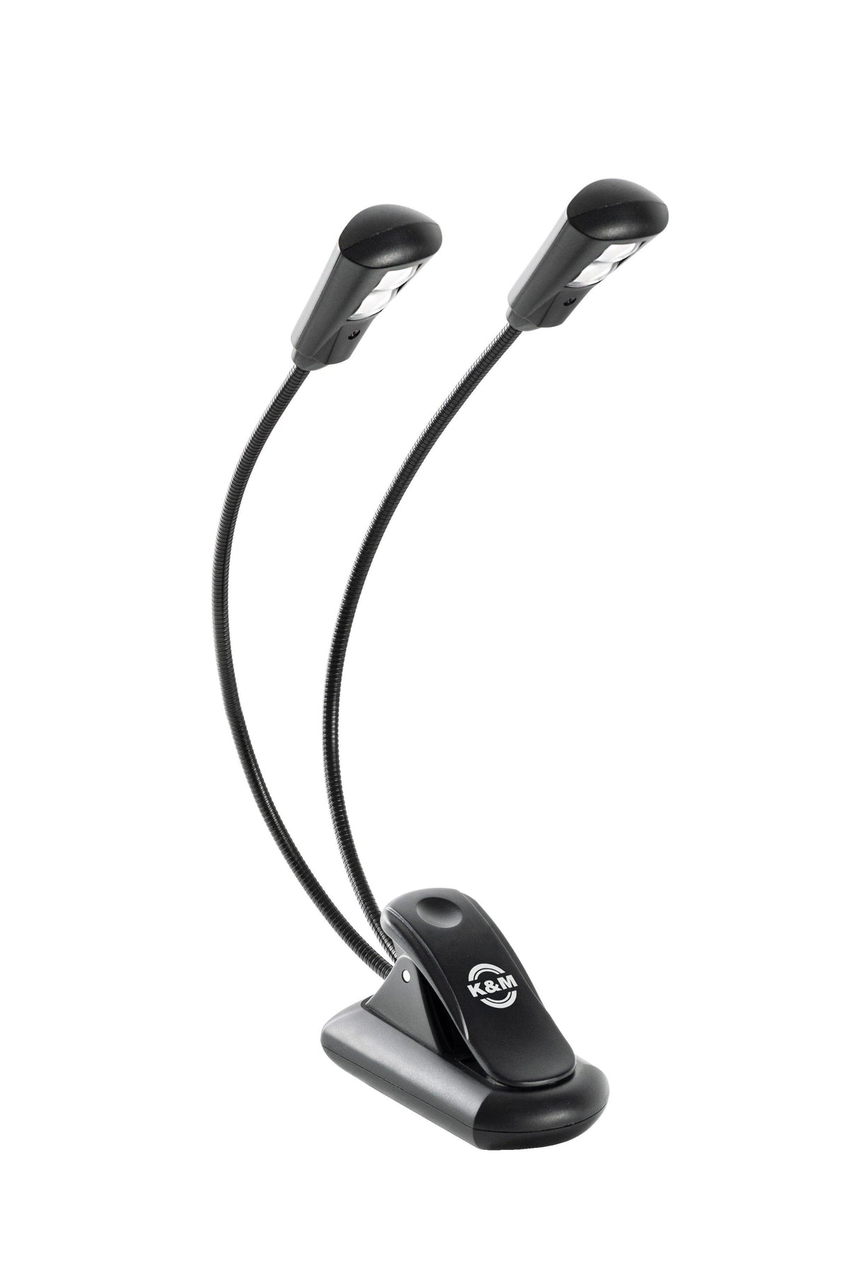 K&M 12259-BLACK — FlexLight Gooseneck Music Lamp with Dual 2-LED Heads - Black — product view