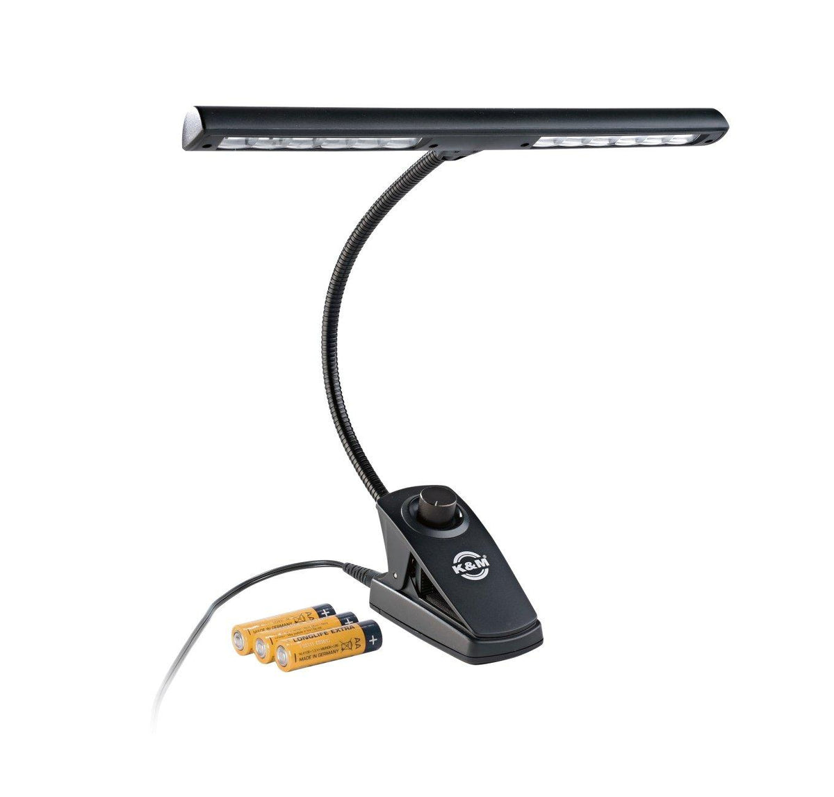 K&M 12295-BLACK — 12-LED Dimmable Gooseneck Music Lamp with 3 x AA - Black — product view