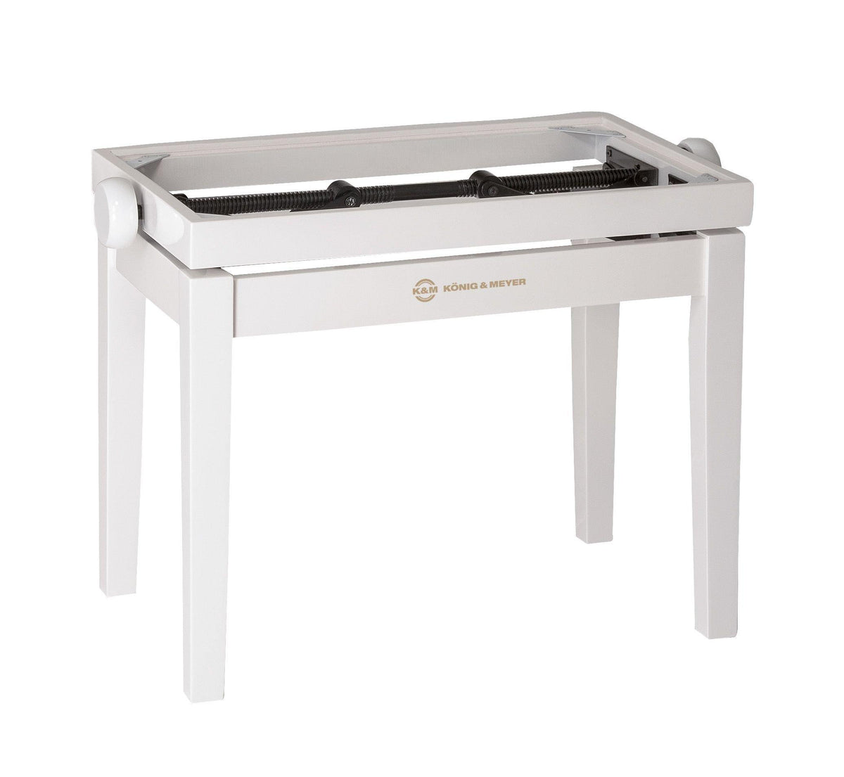 K&M 13711-WHITE — Wooden Piano Bench with Glossy White Finish — Frame Only; Seat Sold Separately — product view
