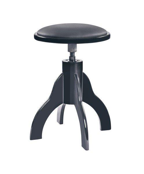 K&M 13851-BLACK — Gloss Black Wood Piano Stool with Black Leatherette Seat — product view