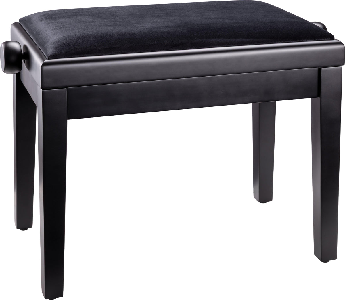 K&M 13921-BLACK — Matte Black Piano Bench with Black Velour Seat — product view
