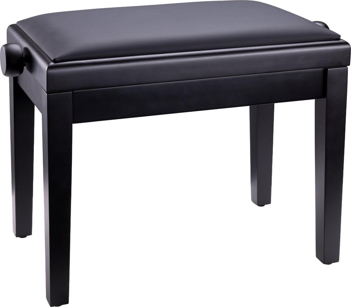 K&M 13923-BLACK — Matte Black Piano Bench with Black Leatherette Seat — product view