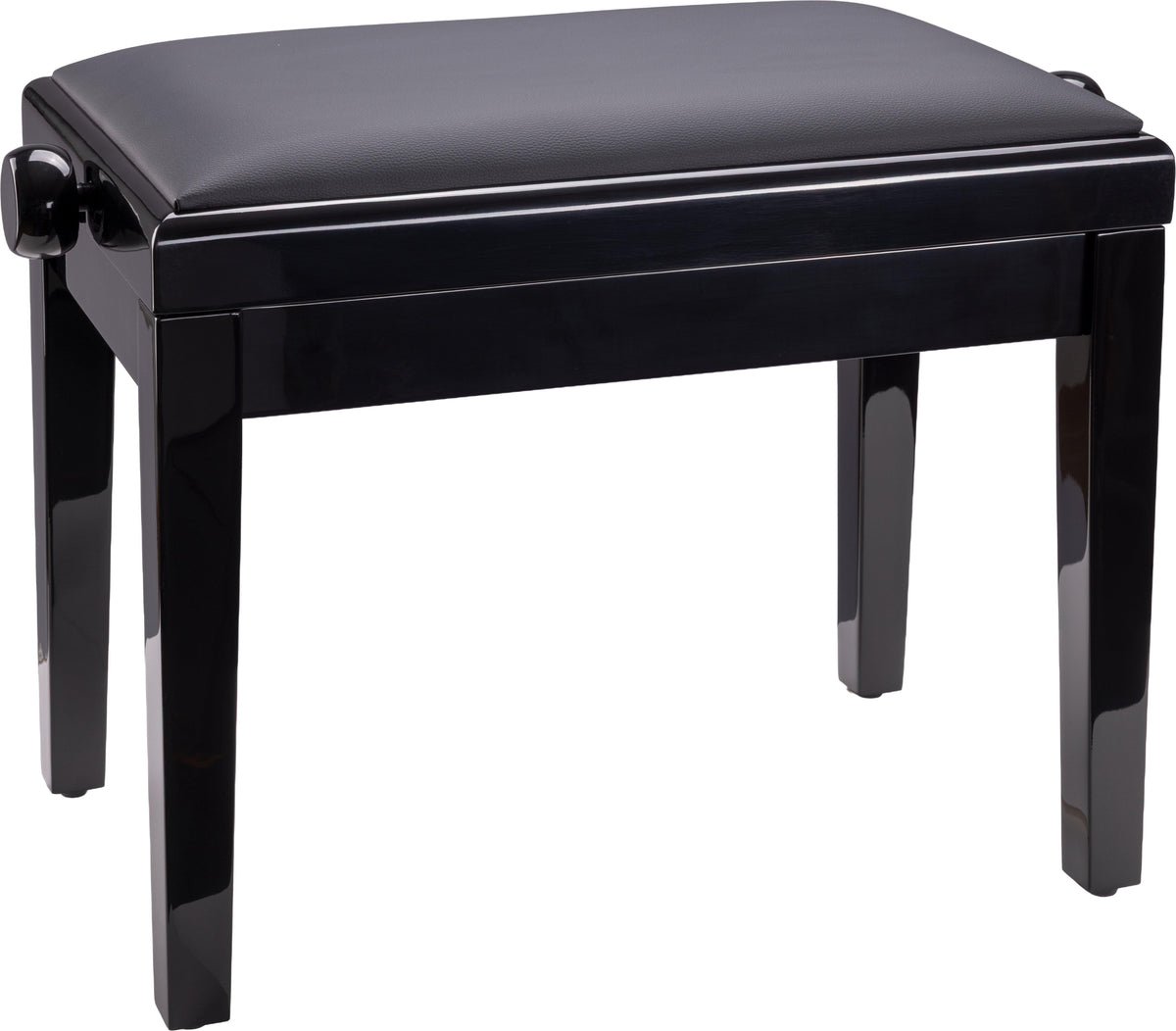 K&M 13924-BLACK — Gloss Black Piano Bench with Black Leatherette Seat — product view