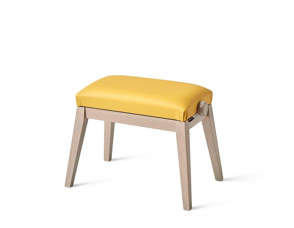 K&M 13942-GREY — Grey Wooden Piano Bench with Yellow Leatherette Seat — product view