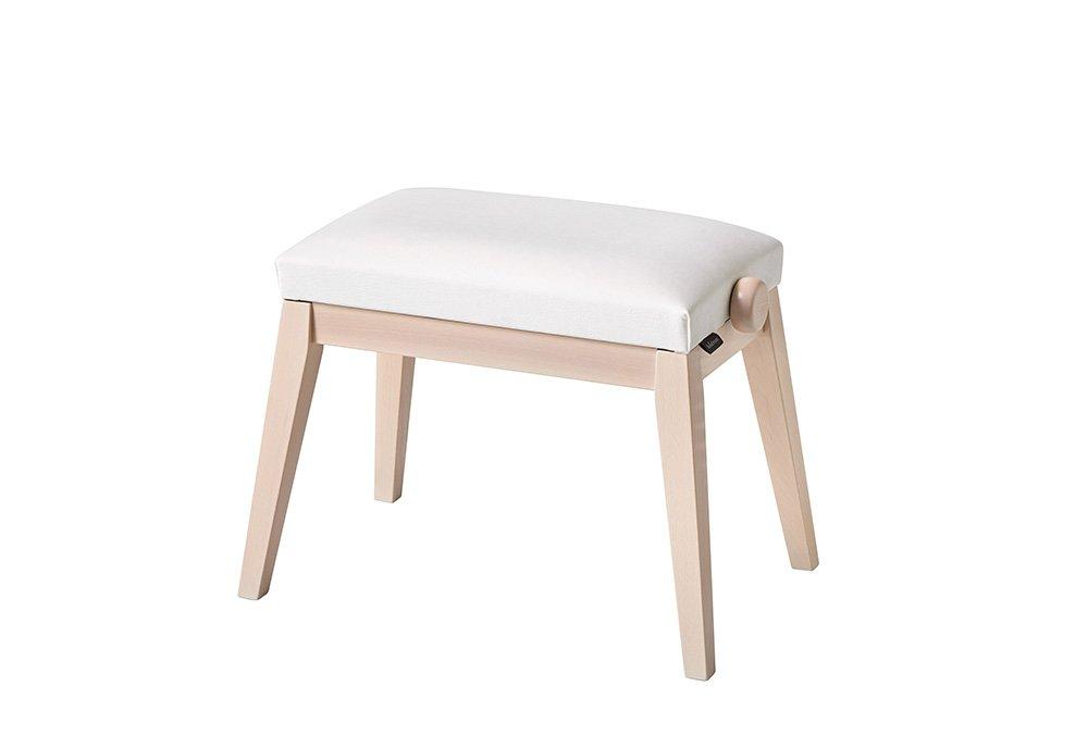 K&M 13946-ASH — Ash Wooden Piano Bench with White Velvet Seat — product view