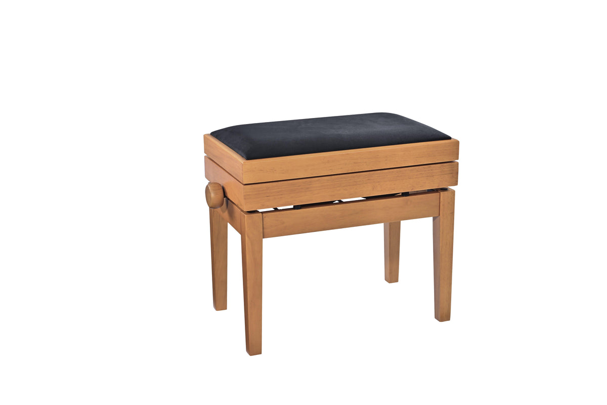 K&M 13957-NATURAL — Matte Natural Piano Bench with Storage & Black Velour Seat — product view