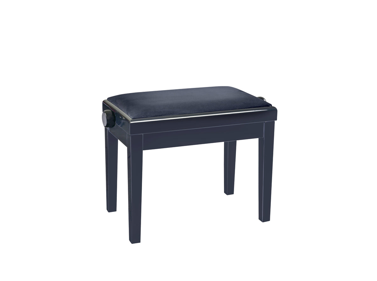 K&M 13976-BLACK — Gloss Black Piano Bench with Black Leatherette Seat — product view