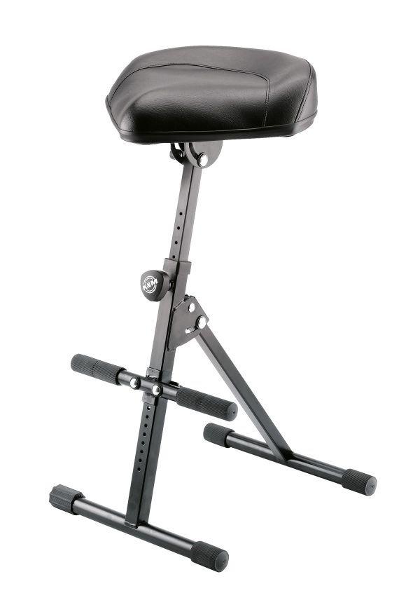 K&M 14045-BLACK — Folding Adjustable Stool with Leatherette Saddle Seat — product view
