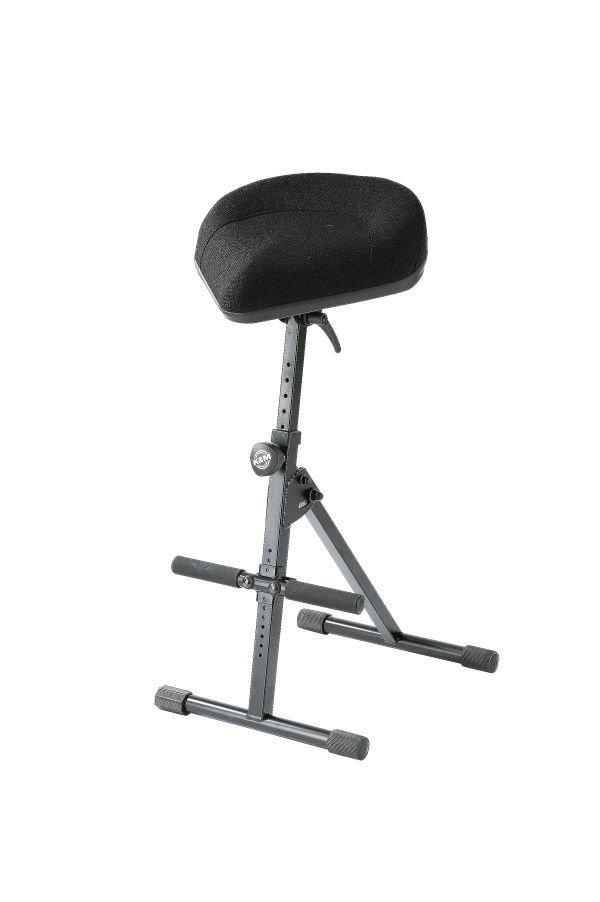 K&M 14046-BLACK — Pneumatic Spring Stool with Black Fabric Saddle Seat — product view