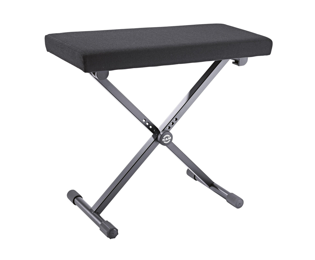 K&M 14076-BLACK — X-Style Wide Keyboard Bench with Fabric Seat - Black — product view
